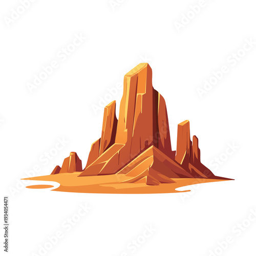 Desert rock formations illustration against white background