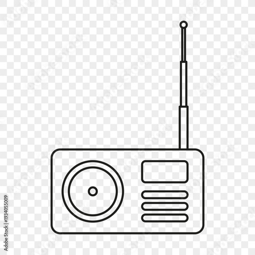 Radio tuner icon. Audio Vector device. Broadcast station symbol. Antique music player gadget.
