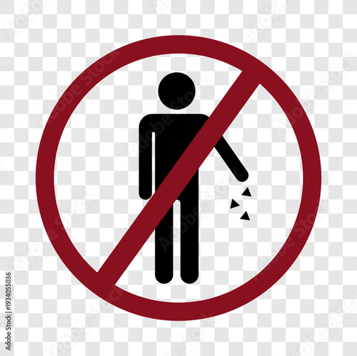 No littering sign. Waste prohibition Vector. Public order symbol. Environment clean city rule