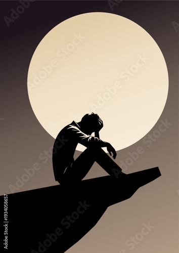 silhouette of a young man