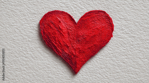 Painted Heart of Passion: A vibrant, textured heart, radiating passion and emotion, is displayed against a simple, clean backdrop, capturing the essence of love and sentiment.