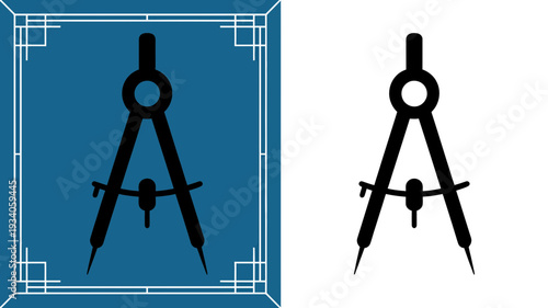 A drafting compass rests on a blueprint or design paper, symbolizing engineering, architecture, and precision planning.