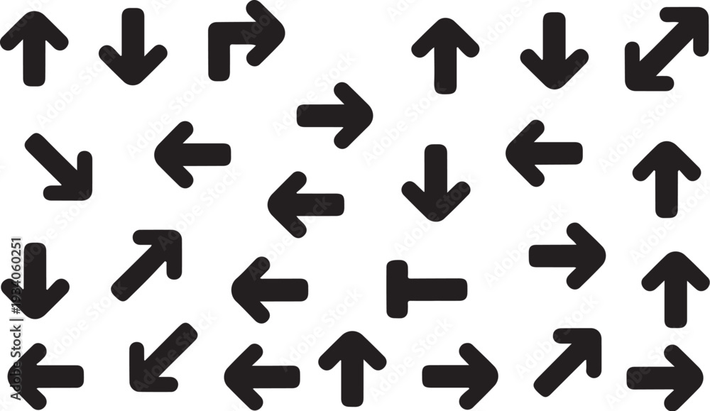 Obraz premium Black arrows on white background direction navigation