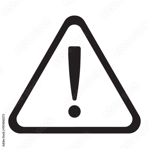Warning triangle with exclamation mark icon isolated on white background.