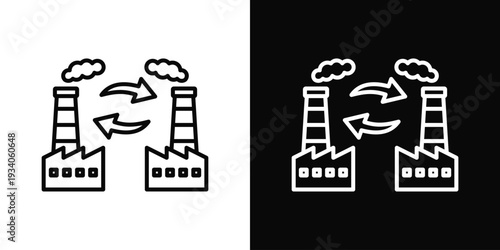 Digital Twin Icon In Black And White Filled Style.