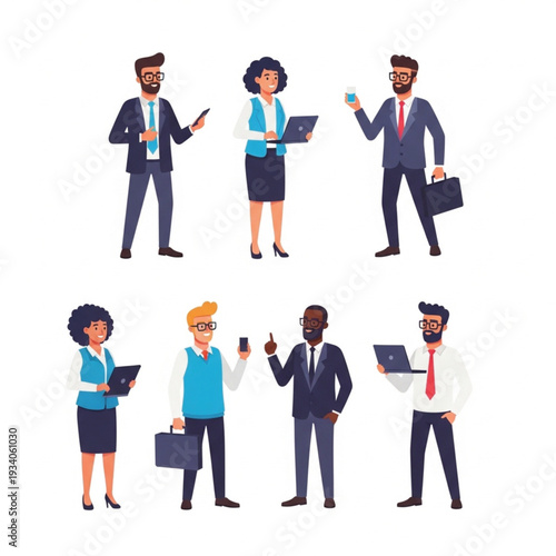 Business people discussing project together.