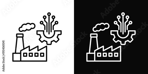 Digital Transformation Icon In Black And White Filled Style.
