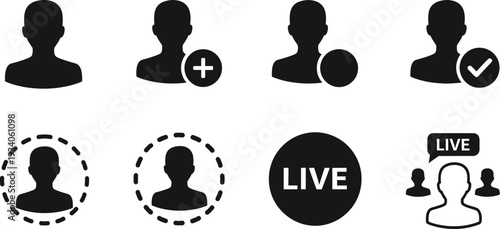 User profile icons set with live status indicators