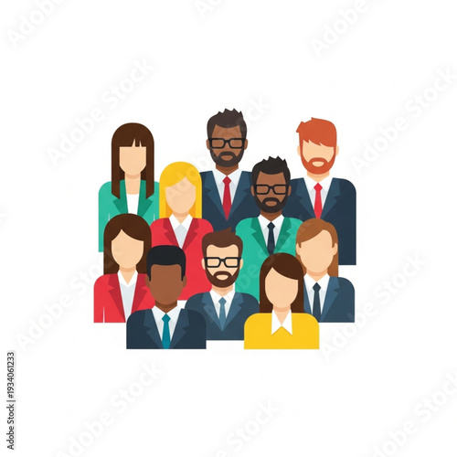 Diverse business team flat icons.
