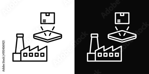 Industrial Simulation Icon In Black And White Filled Style.