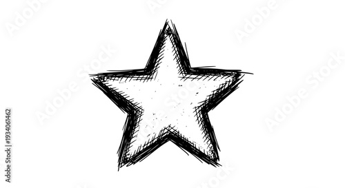 Star sketch hand drawn with black scribble lines and shading featuring grunge, texture, doodle with graphic and symbol