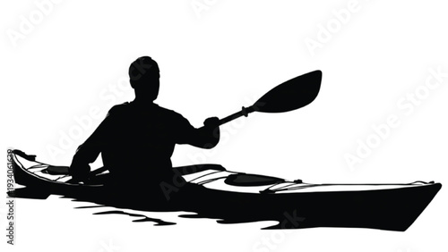 Kayaking water sport silhouettes summer adventure collection