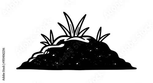 Dirt pile with sprouts and leaves growing out featuring soil, mound, earth with ground and plants elements for garden,