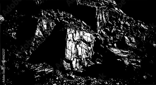 Rock formation with rough texture and white highlights featuring stone, rugged, abstract with geological and natural