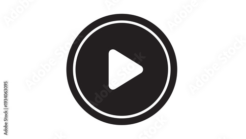 Circular black play button icon with white triangle, a simple media symbol for UI design.