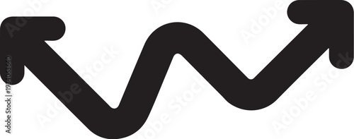 Black line graph with arrows chart