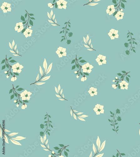 Digital textile design mughal art allover with background black motif with flower