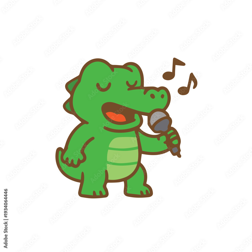 Fototapeta premium cartoon crocodile singing a song