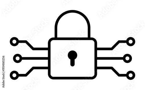 Enterprise Cybersecurity and Data Protection Illustration with Central Lock Icon