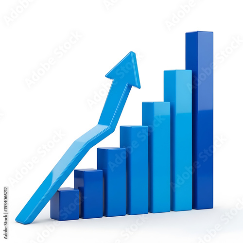 A 3d bar chart with an upward trending arrow indicating growth and success. isolated on white background Free Download A 3d bar chart with an upward trending arrow indicating growth and success. isolated on white background - GFXLoad