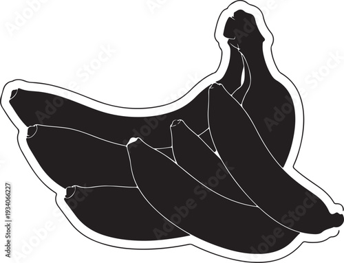 Black Banana Silhouette Fruit Illustration.