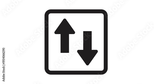 Road sign indicating two-way traffic with up and down arrows.