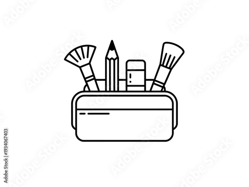 Pencil Case with Art Supplies and Stationery Items