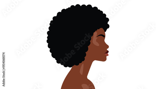 Black Woman with Afro Hairstyle Profile Illustration