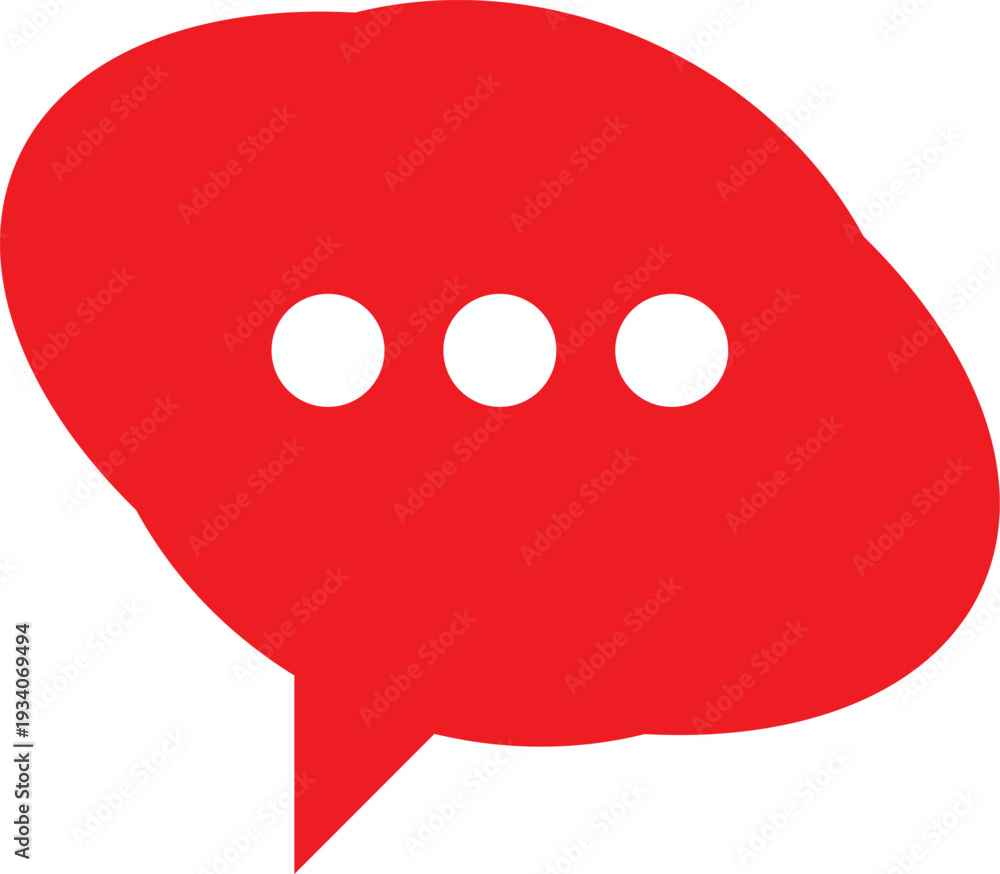 Fototapeta premium Red speech bubble with three white dots inside three dots