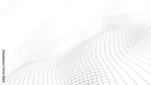 Abstract perspective background. 3D wireframe vector mesh on white background.
