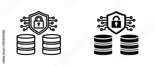 Data Security icon set with style outline and solid. vector simple elements for design and presentation.
