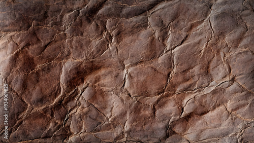 Vintage old paper background texture, brown aged crumpled parchment surface. 