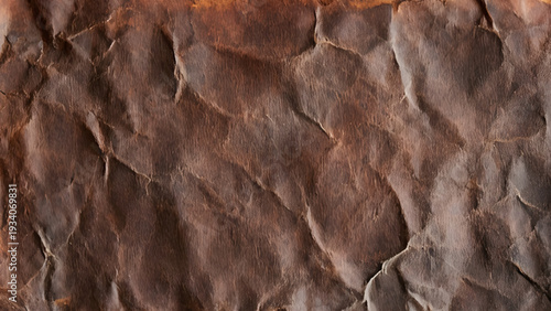 Vintage old paper background texture, brown aged crumpled parchment surface. 