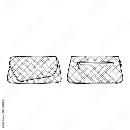 Elegant Quilted Clutch Bag - Front and Back View.