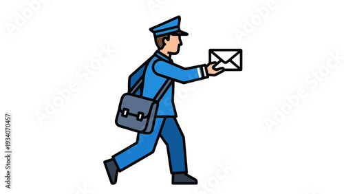 Postman delivering mail with a bag