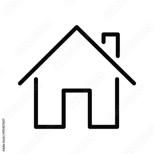 Minimal home line icon with chimney symbol on transparent background for web user interface