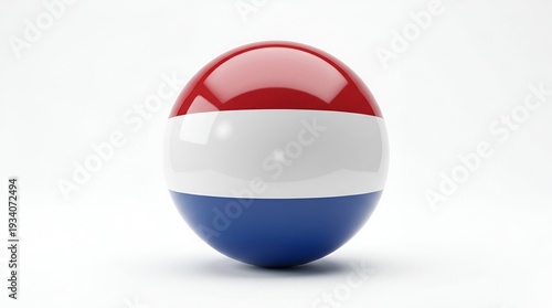 Free Download A glossy sphere displaying the national flag colors of the netherlands against a clean white background - GFXLoad