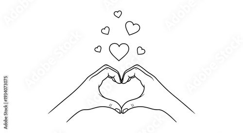 Wallpaper Mural Hands forming heart shape with floating hearts illustration Torontodigital.ca