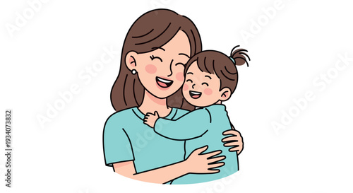Loving mother embracing her happy little girl with joyful expression