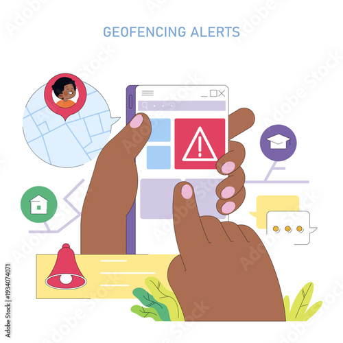 Geofencing Alert Notification Vector Illustration