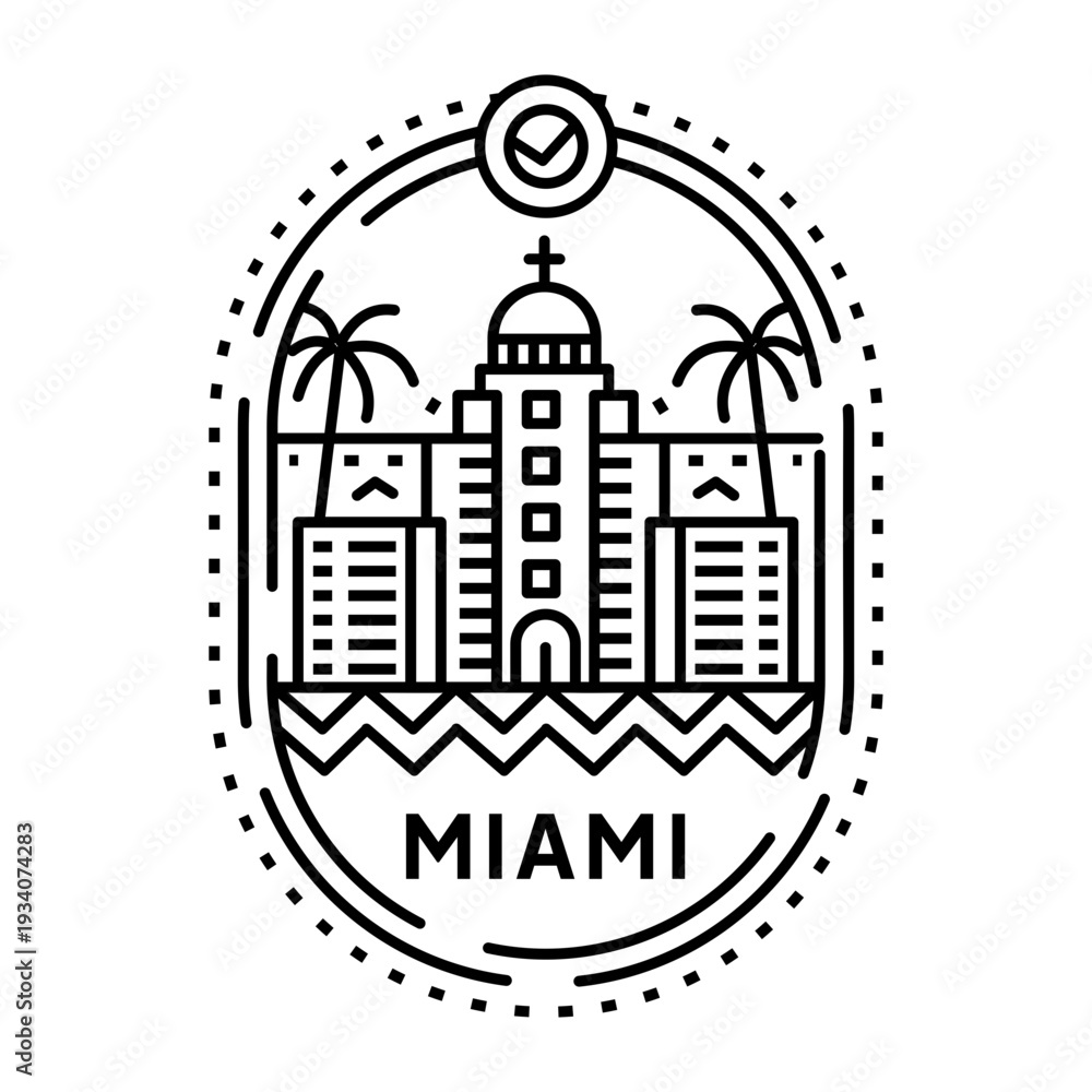Fototapeta premium An outline style icon depicting miami