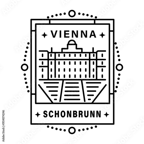 A linear style icon representing schonbrunn palace