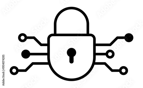 Enterprise Cybersecurity and Data Protection Illustration with Central Lock Icon