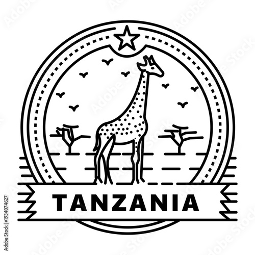 A line style icon showing tanzania