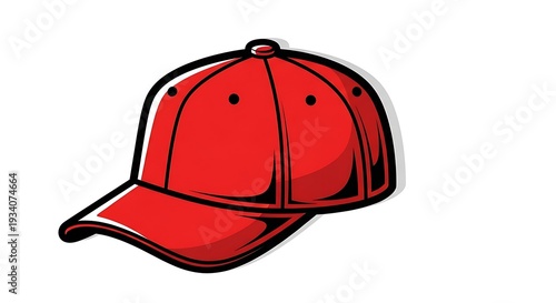 A red baseball cap with black outline illustration