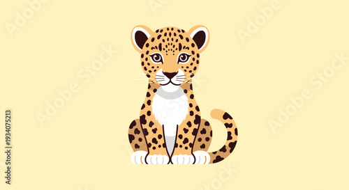 Cartoon leopard illustration on yellow background wildlife animal vector design