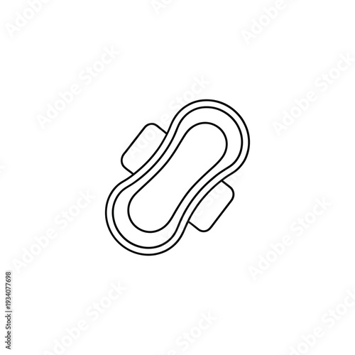 Simple line drawing of a sanitary pad against a white background