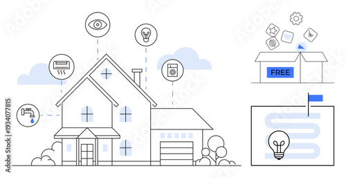 Smart home concept. Smart home systems integrating automation, energy efficiency, and security. Smart home essentials for monitoring, energy solutions, and IoT applications. Ideal for technology