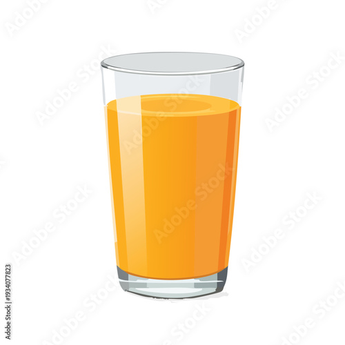 Glass of fresh orange juice isolated on white background