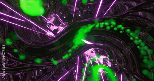 Vibrant Purple Green Light Trails Technology.
